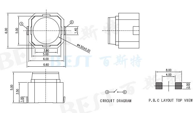 輕觸開關(guān)6*6_TS-0603_參考圖紙